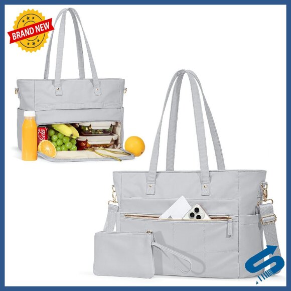 Insulated Lunch Tote with Laptop Sleeve Water-Resistant Work Bag